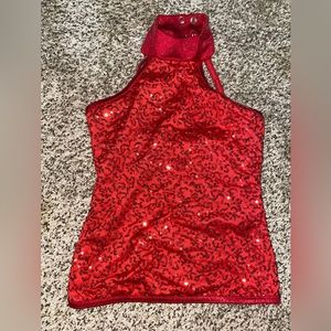 Girls red sequin performance top.